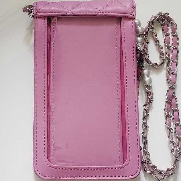 Badgley Mischka Women’s Pearls Phone Case W/ Insert Card Holder Crossbody Purple - Picture 2 of 13